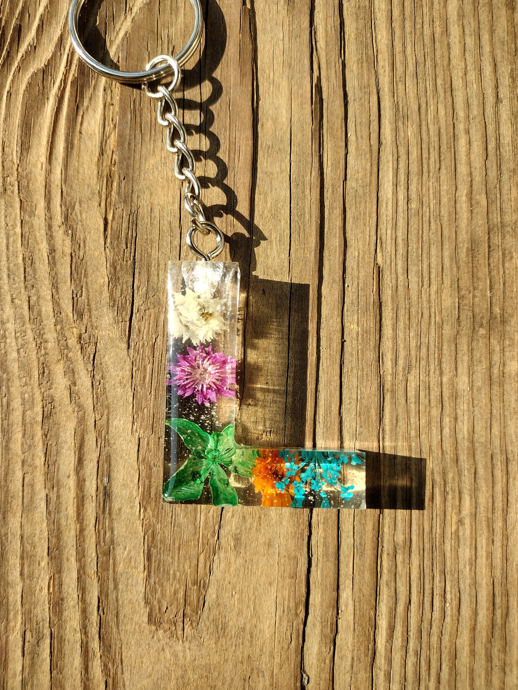 Floral Letter Key Chain